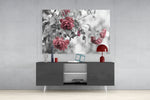 Pink Roses panel catching gallery light to reveal its tactile fold