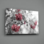 Climbing-rose panel bringing romantic softness to a contemporary living space