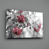 Climbing-rose panel bringing romantic softness to a contemporary living space