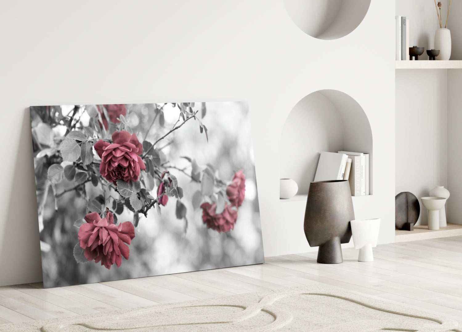 Pink Roses Glass Wall Art.