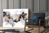Colored Smoke glass print enhancing a foyer with editorial pulse