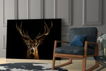 Deer glass print enhancing a man-cave with rustic spirit