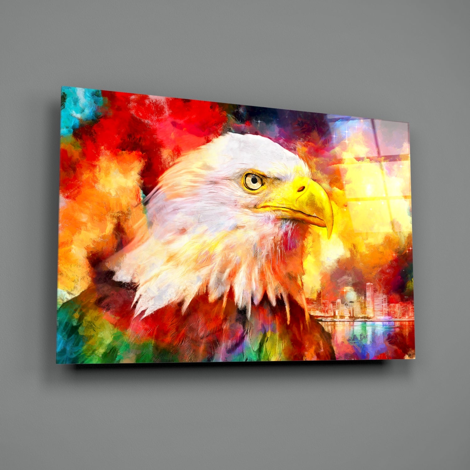 Colorful Eagle Glass Wall Art.