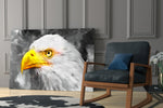 Eagle glass print enhancing a foyer with editorial drama