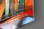Colorful Houses artwork anchoring a wall with warm whimsical palette