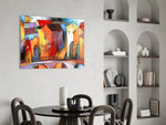 Colorful Houses panel adding cottage mood to a kitchen