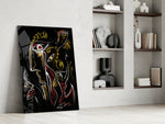 Abstract Faces glass print enhancing an art studio with rebel spirit