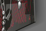 Abstract artwork anchoring a wall with bold expressive palette