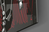 Abstract artwork anchoring a wall with bold expressive palette