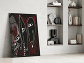 Abstract glass print enhancing an art studio with rebel spirit