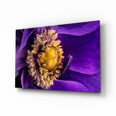 Yellow Flower glass wall art displayed above a console in a designer interior