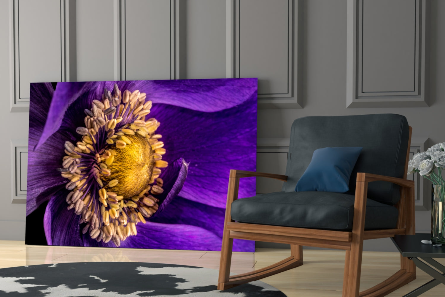 Yellow Flower Glass Wall Art.