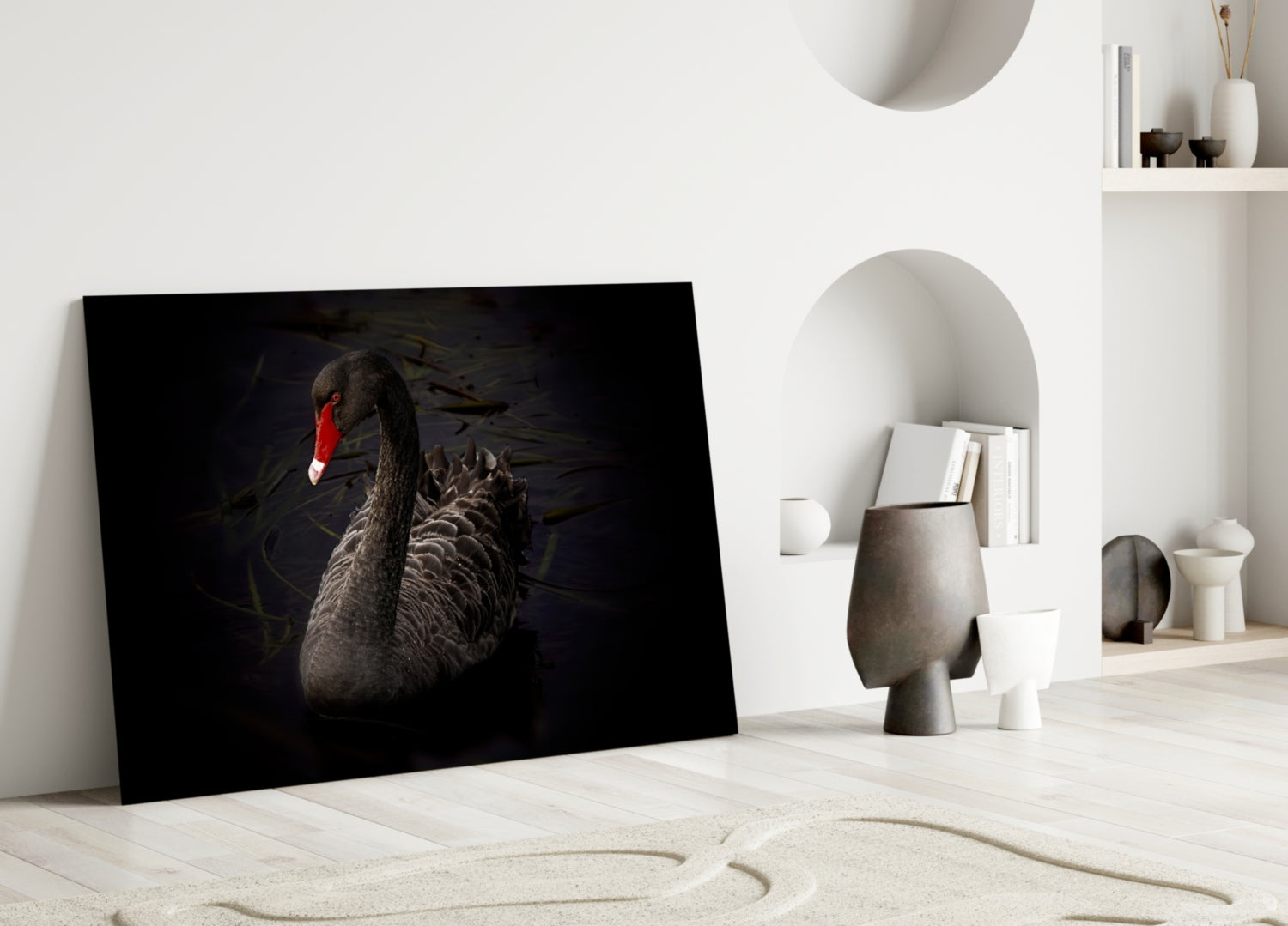 Black Swan Glass Wall Art.