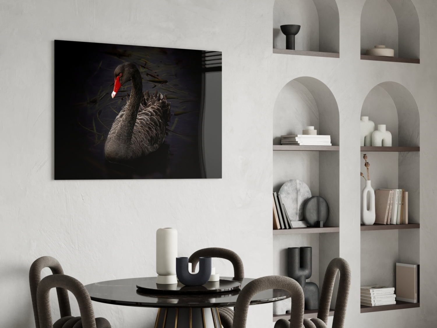 Black Swan Glass Wall Art.