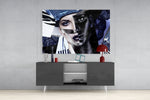 Abstract Woman Portrait panel catching gallery light to reveal its tactile texture