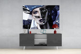 Abstract Woman Portrait panel catching gallery light to reveal its tactile texture