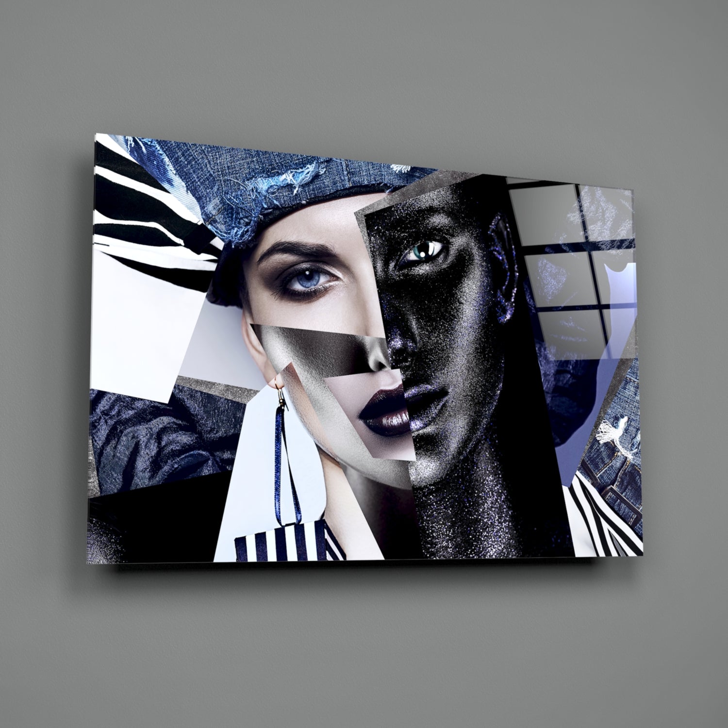 Abstract Woman Portrait Glass Wall Art.