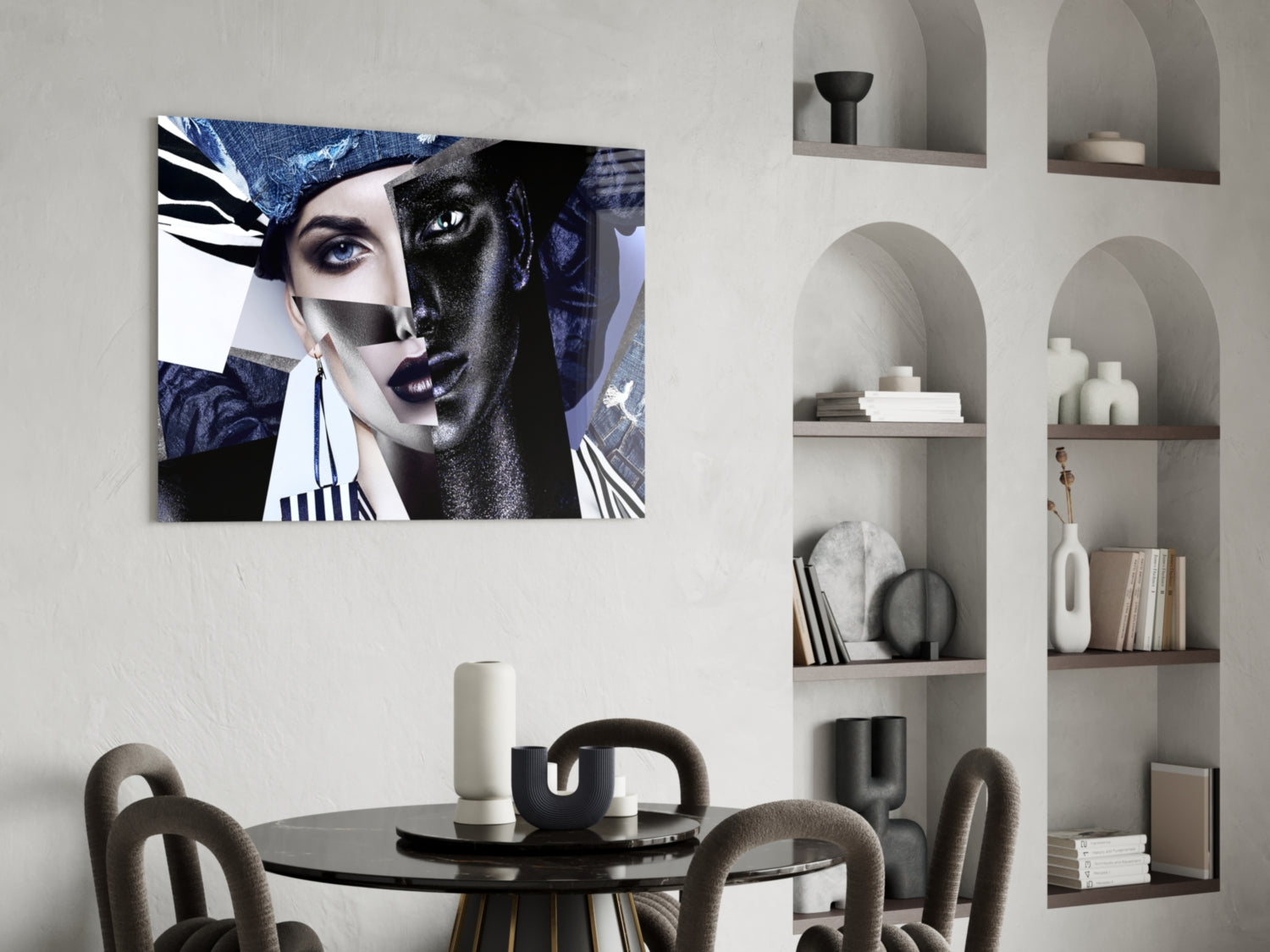 Abstract Woman Portrait Glass Wall Art.