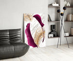 Burgundy Leaves panel adding editorial mood to a dressing area