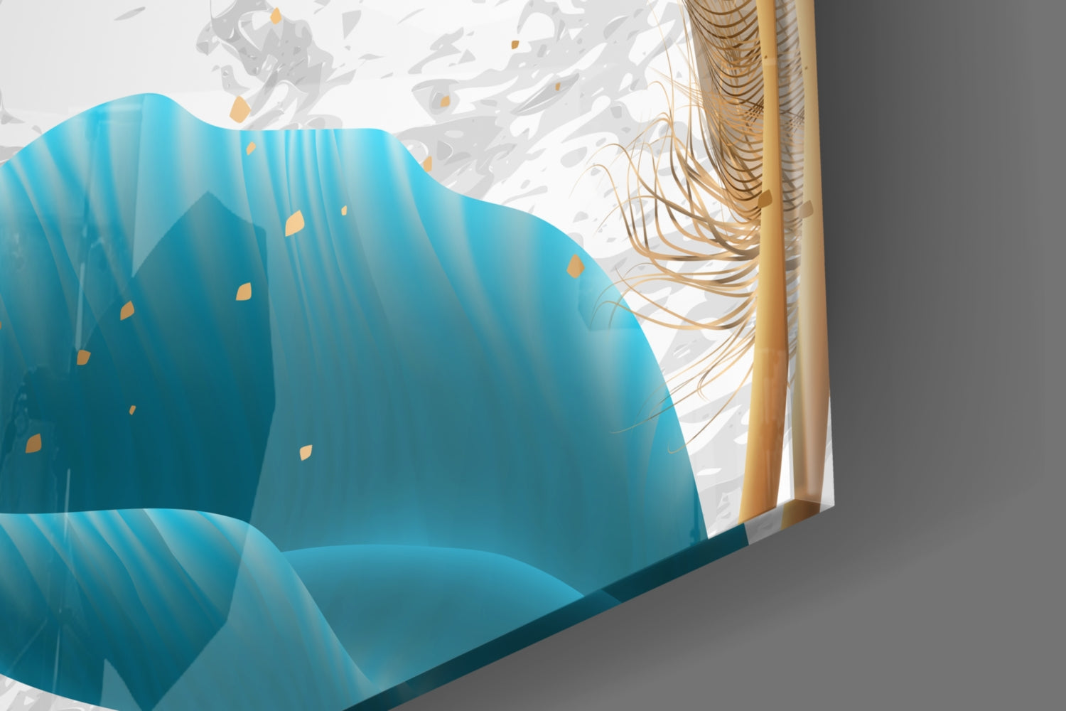 Turquoise Leaves Glass Wall Art.