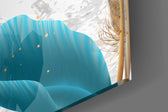 Turquoise Leaves artwork anchoring a wall with bold luxe palette