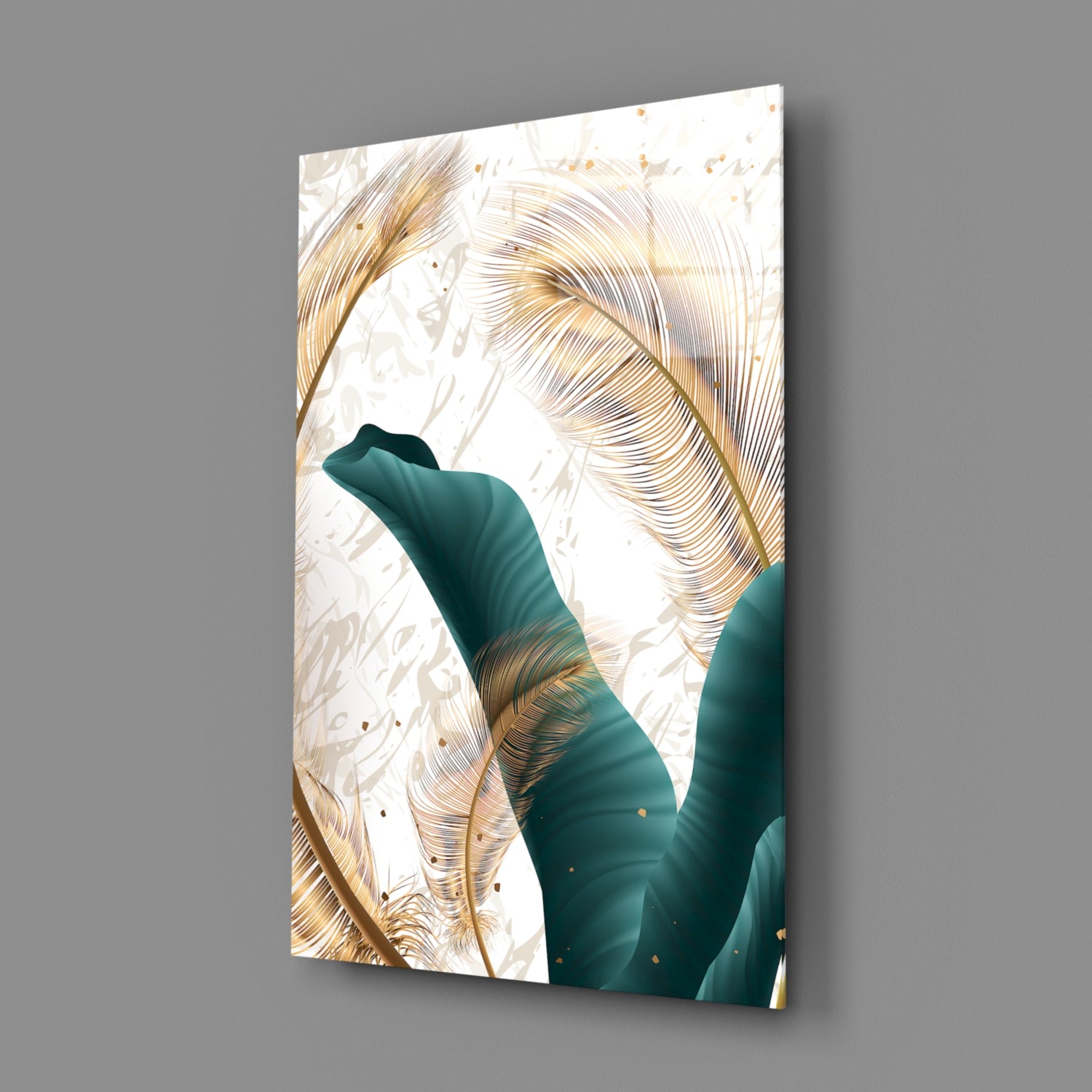 Green Leaves Glass Wall Art.