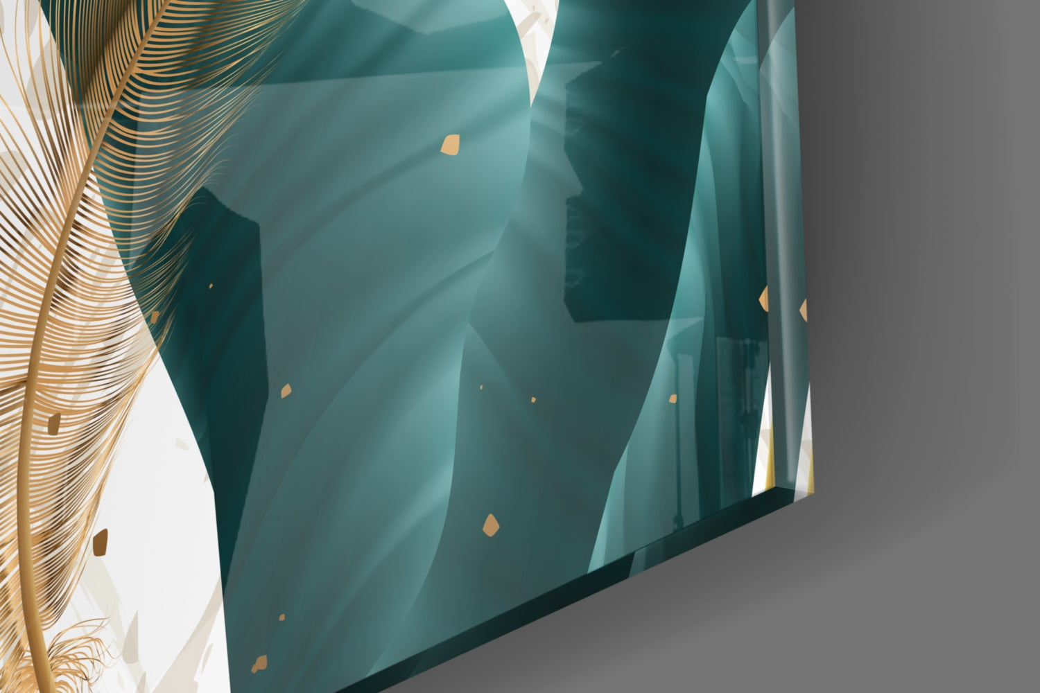 Green Leaves Glass Wall Art.