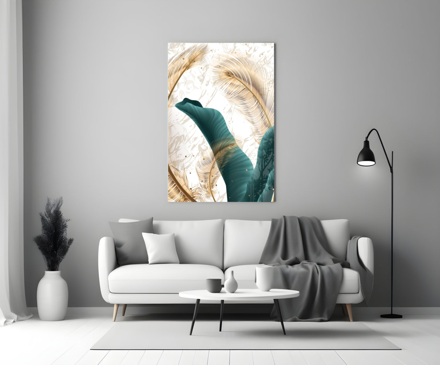 Green Leaves Glass Wall Art.