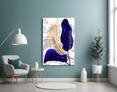 Leaves glass wall art styled above a vanity in a powder room