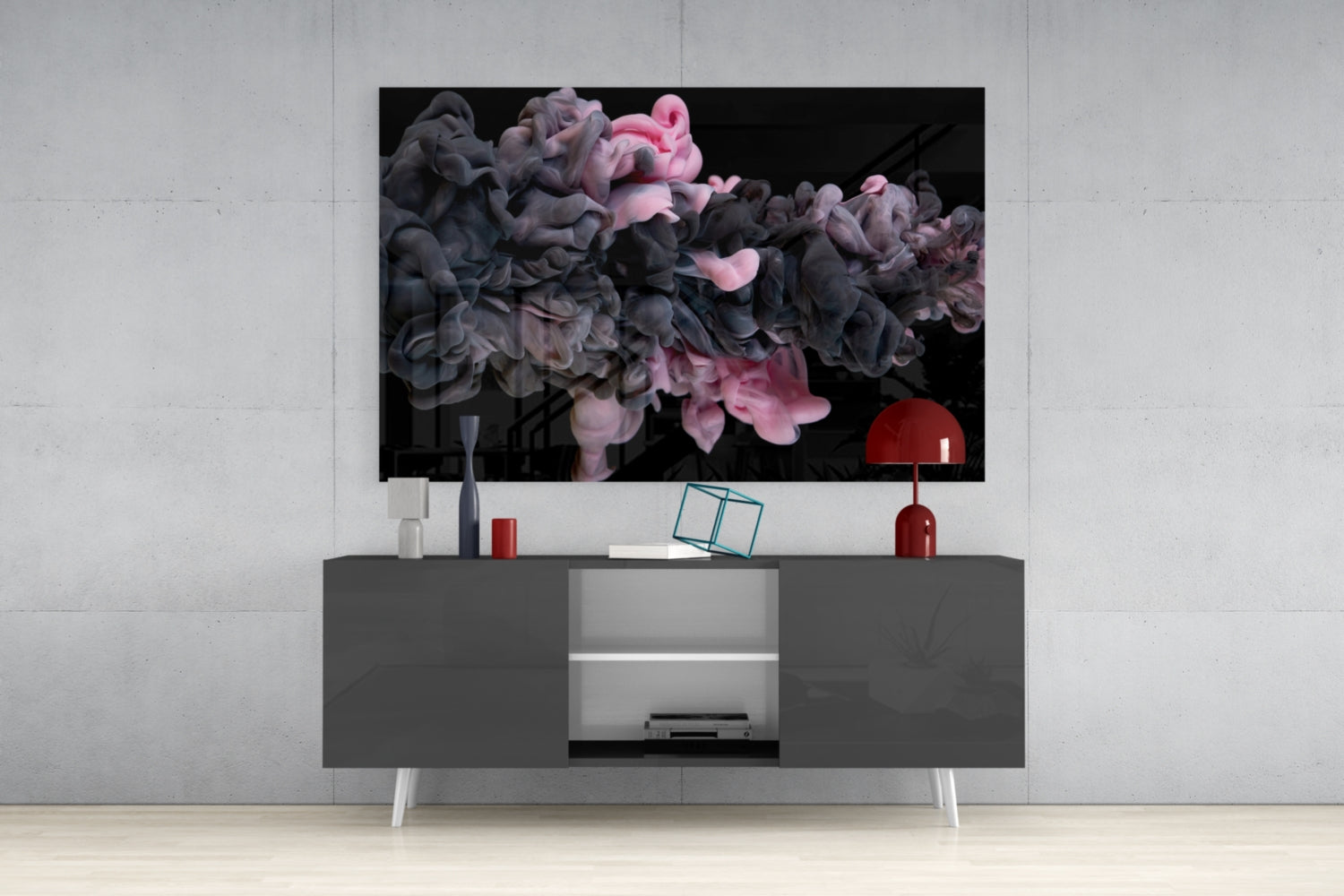 Pink Smoke Glass Wall Art.