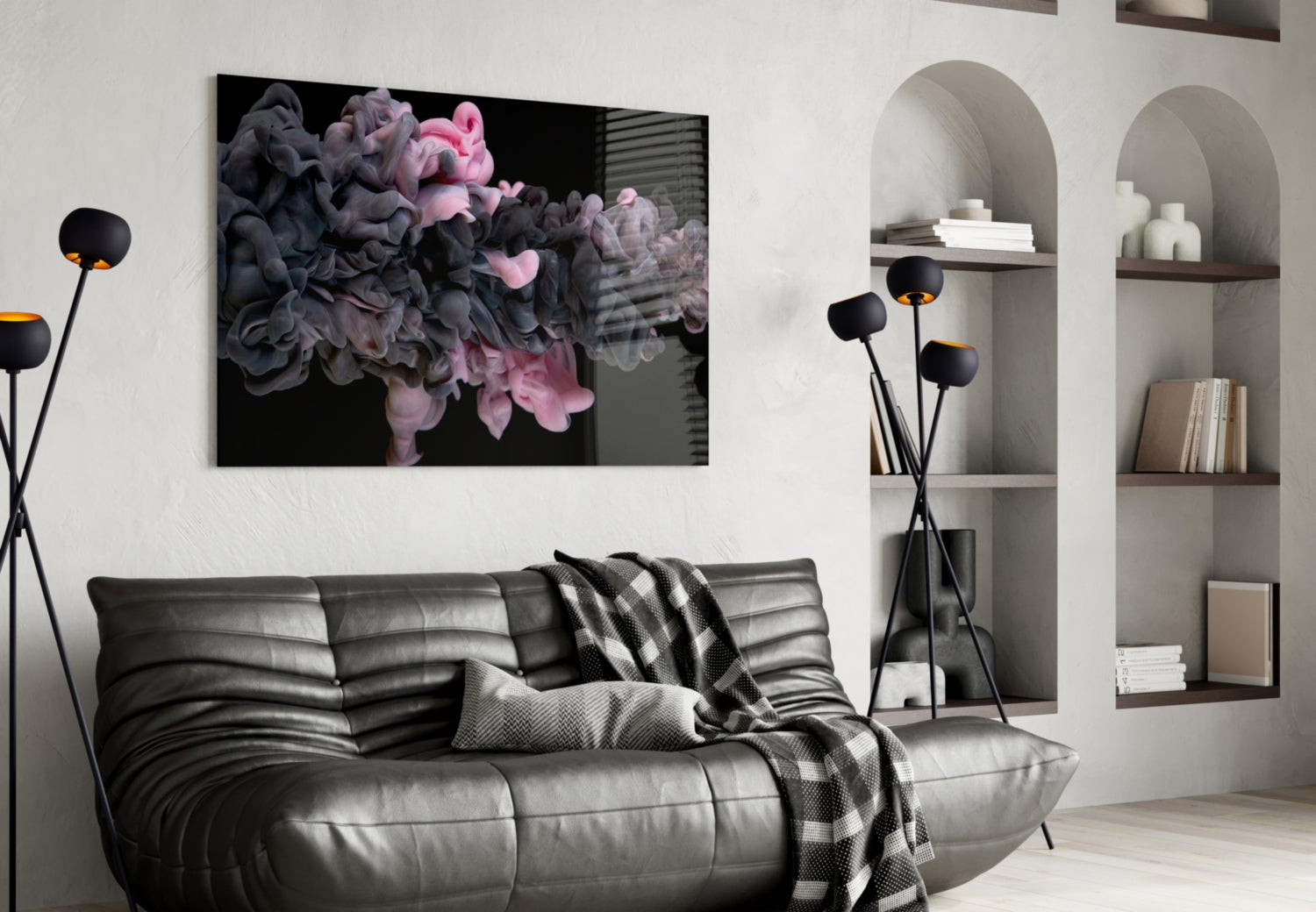 Pink Smoke Glass Wall Art.