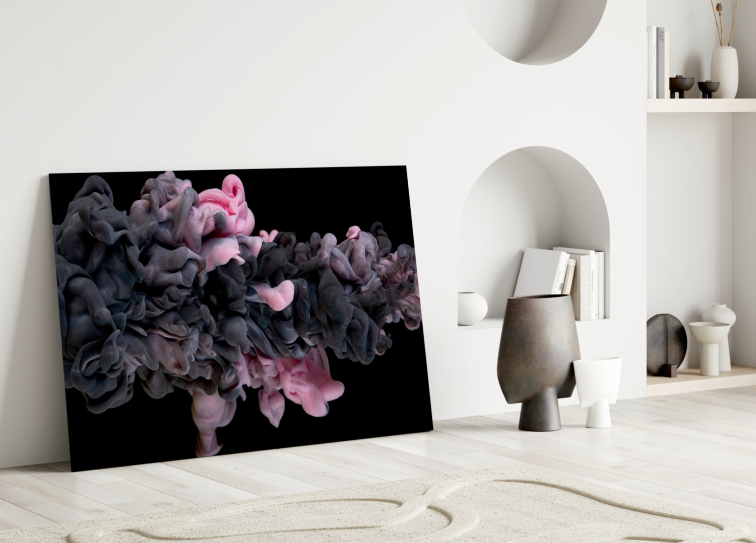 Pink Smoke Glass Wall Art.