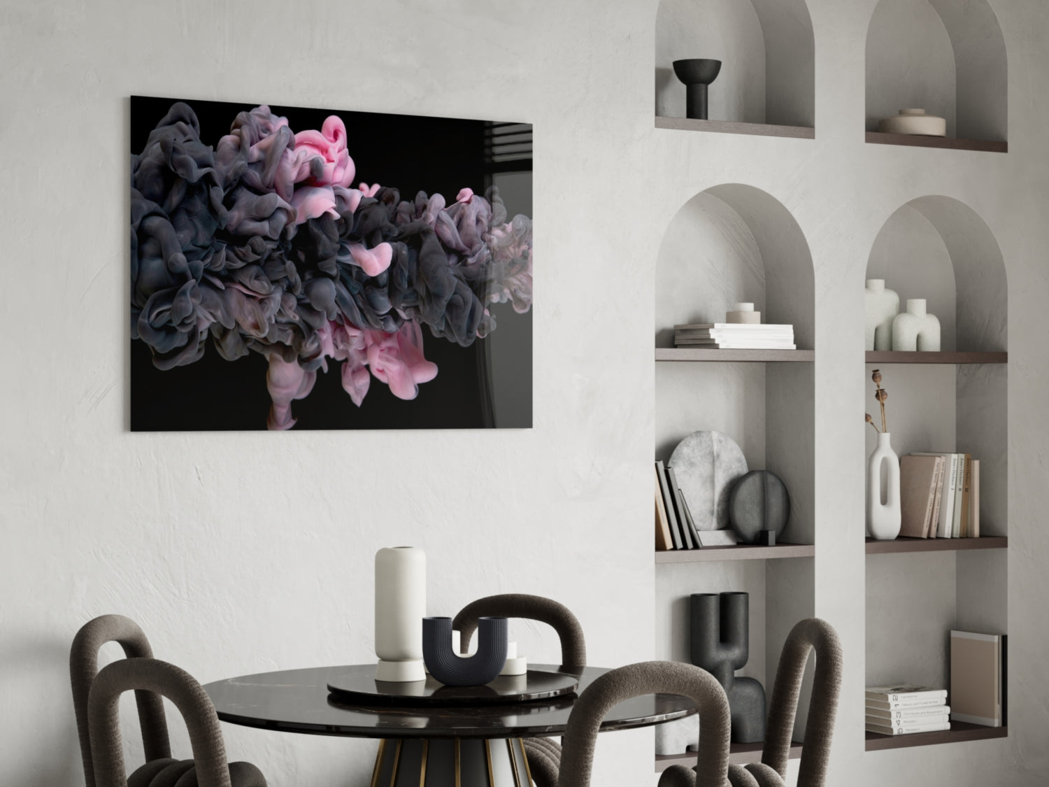 Pink Smoke Glass Wall Art.