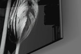 Black and White Flowers artwork anchoring a wall with moody romantic palette