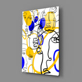 Abstract Faces Glass Wall Art.