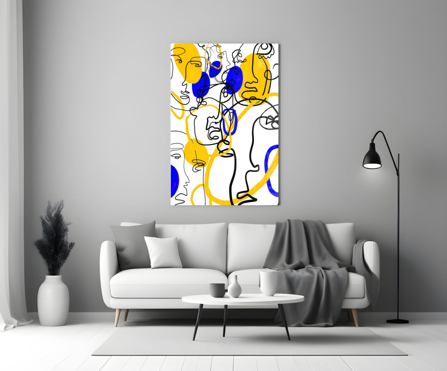 Abstract Faces Glass Wall Art.