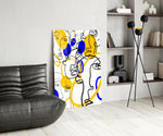 Abstract Faces panel adding statement mood to a teen room