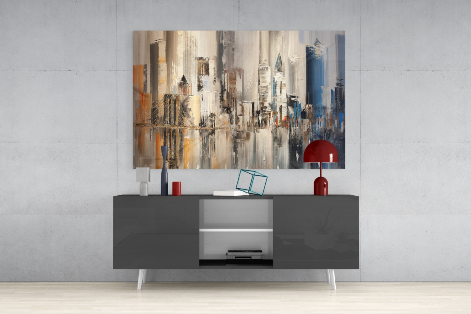 Abstract City Glass Wall Art.