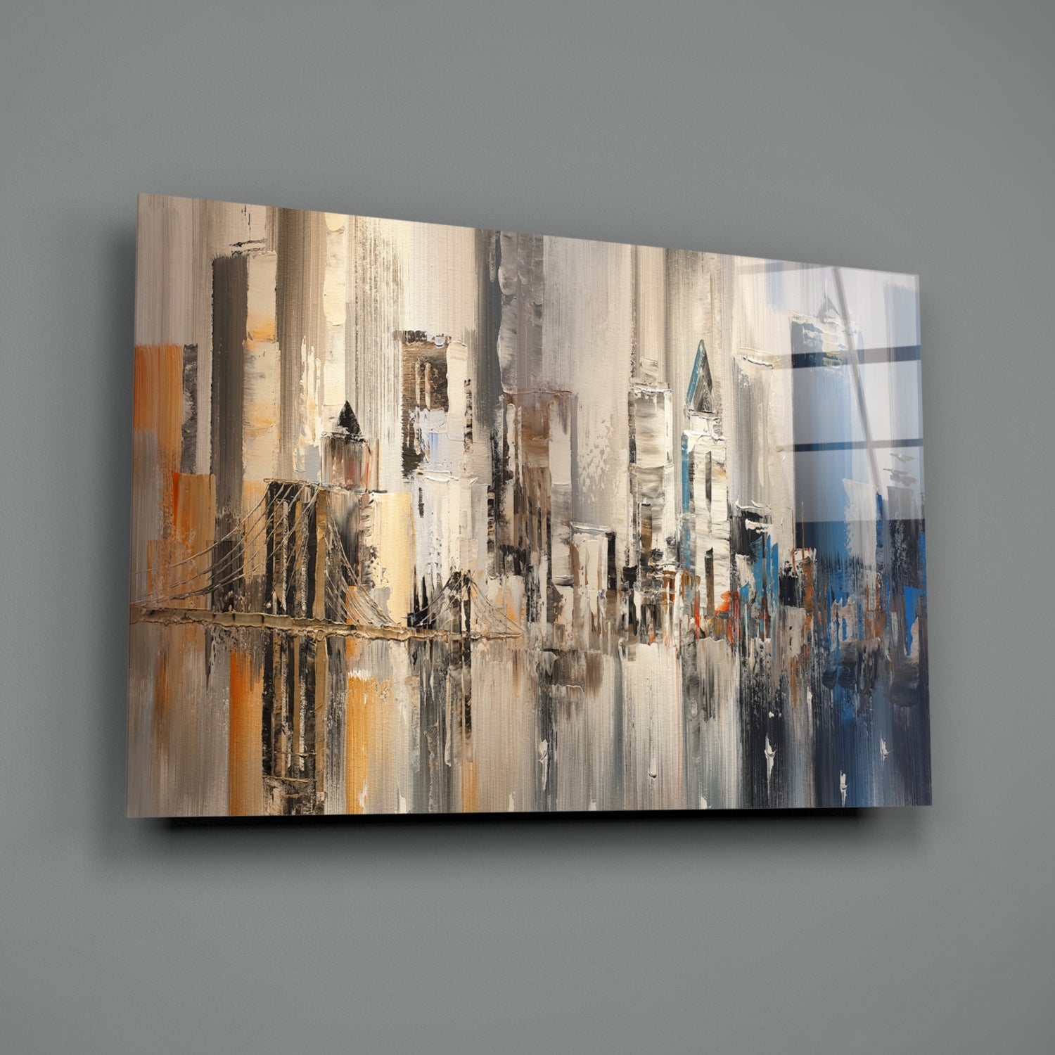 Abstract City Glass Wall Art.