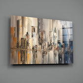 Dripping-skyline panel bringing cosmopolitan drama to a contemporary living space