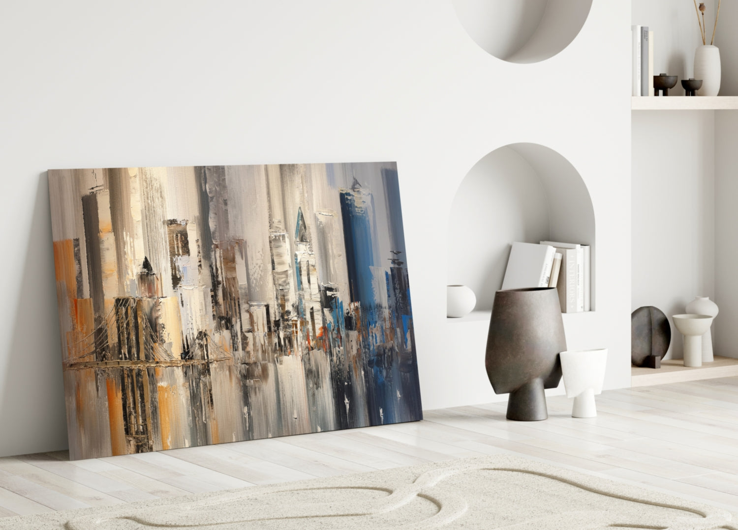 Abstract City Glass Wall Art.