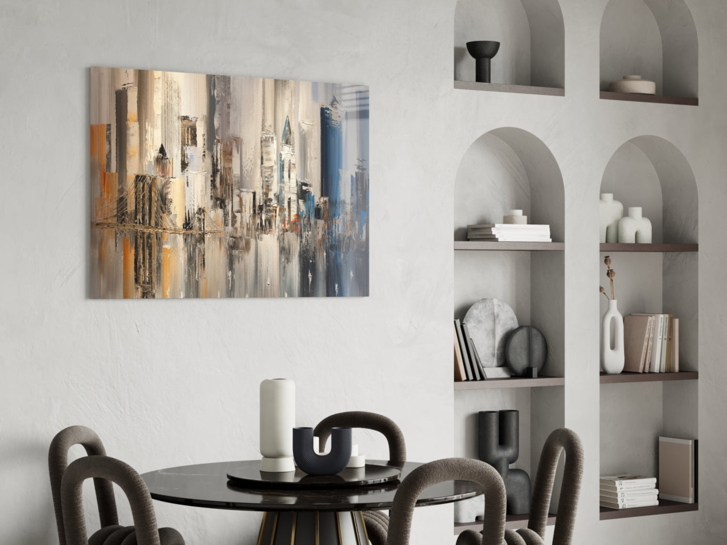 Abstract City Glass Wall Art.