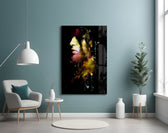 Thought glass wall art styled above a desk in an introspective study