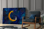 Moon House glass print enhancing a reading nook with story spirit