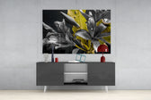 Flowers panel catching gallery light to reveal its tactile sheen