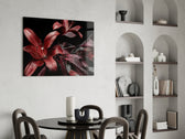 Flowers panel adding luxe mood to a dining room