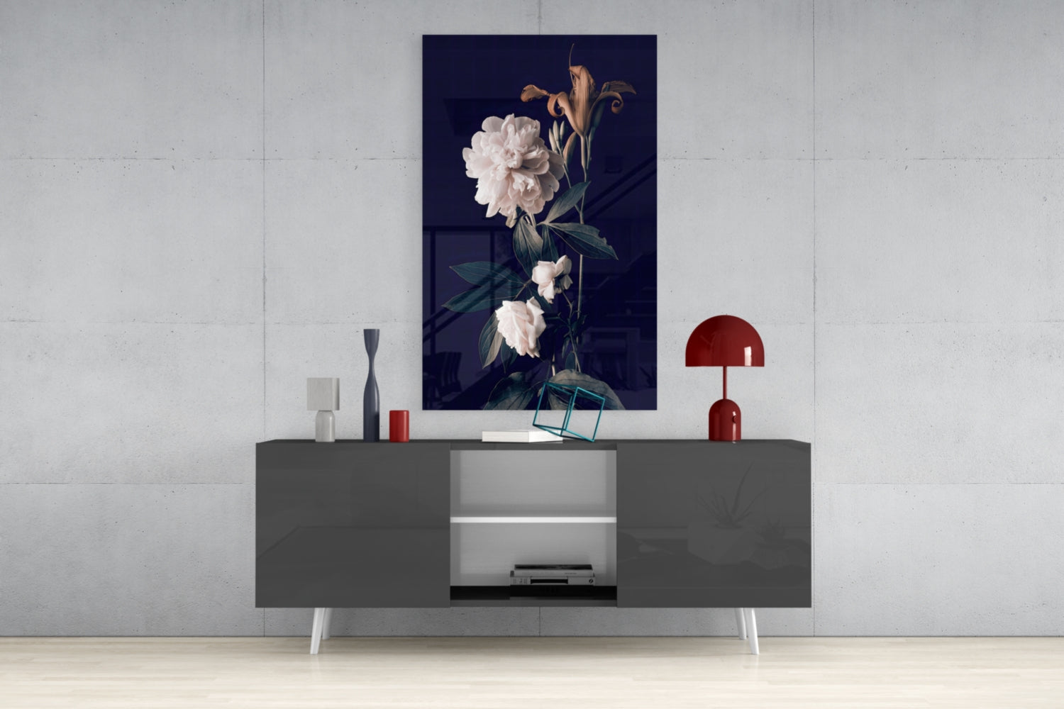 White Rose Glass Wall Art.