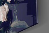 White Rose artwork anchoring a wall with moody classic palette