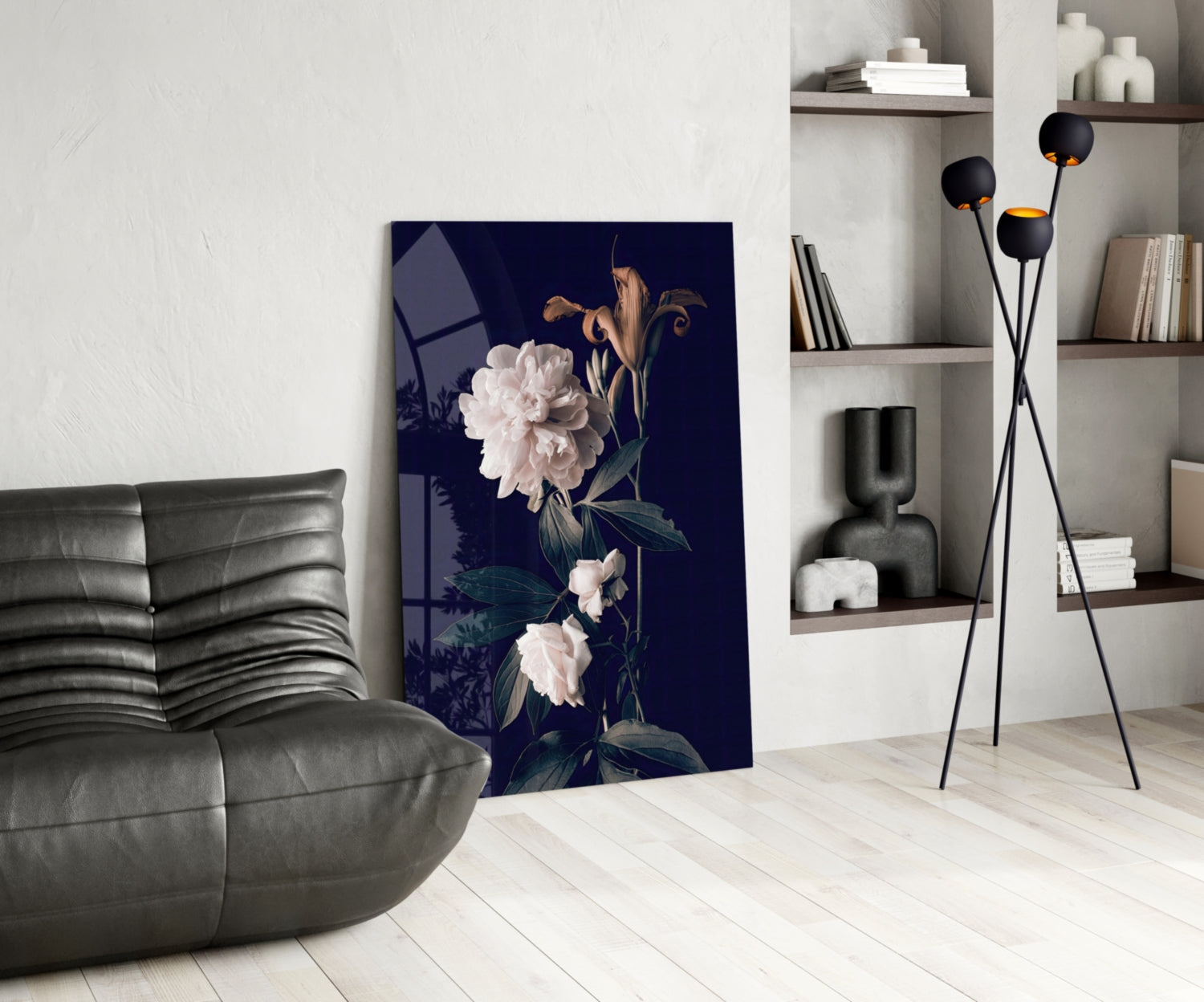 White Rose Glass Wall Art.