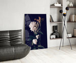 White Rose panel adding editorial mood to a powder room